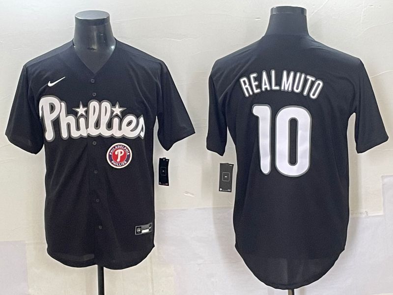 Men 2025 Philadelphia Phillies #10 Realmuto Black Fashion Nike MLB Jersey style 7097->philadelphia phillies->MLB Jersey